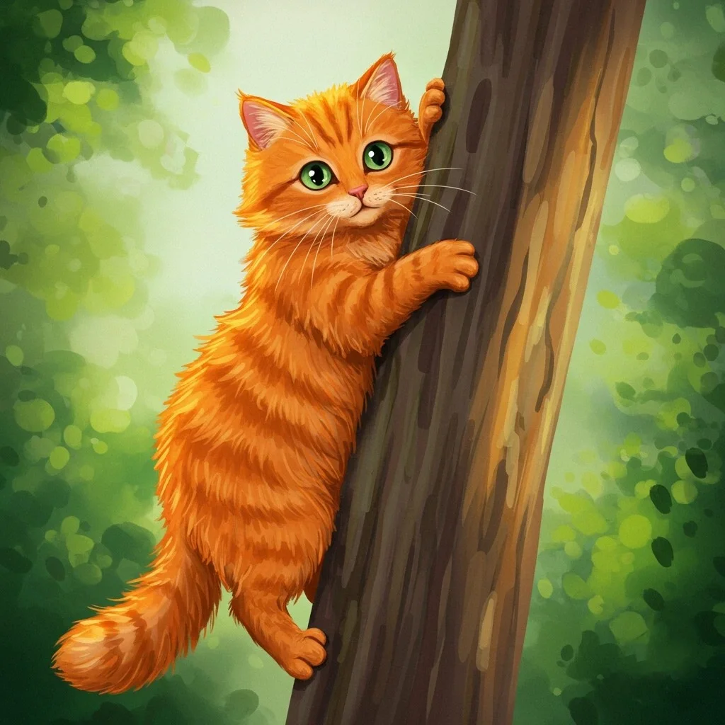 Chat qui grimpe aux arbres
