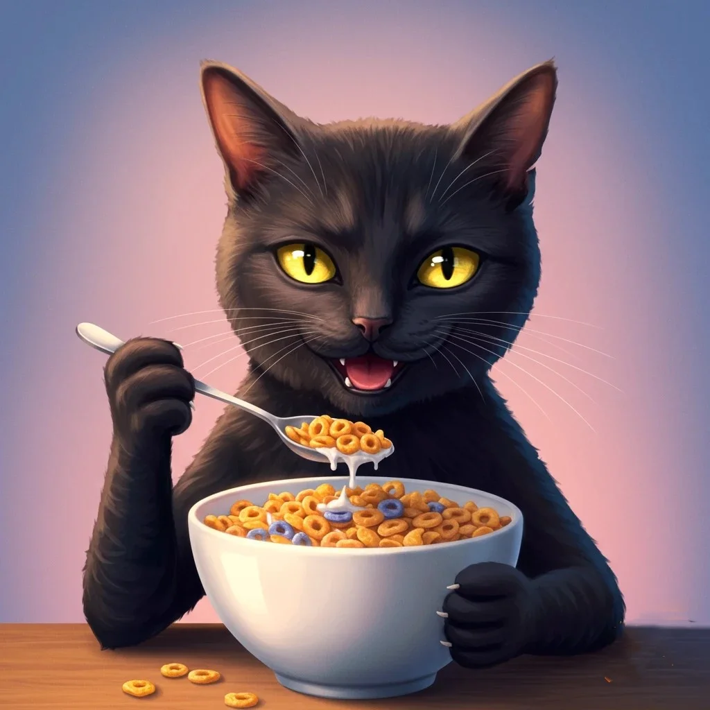 Chat qui mange