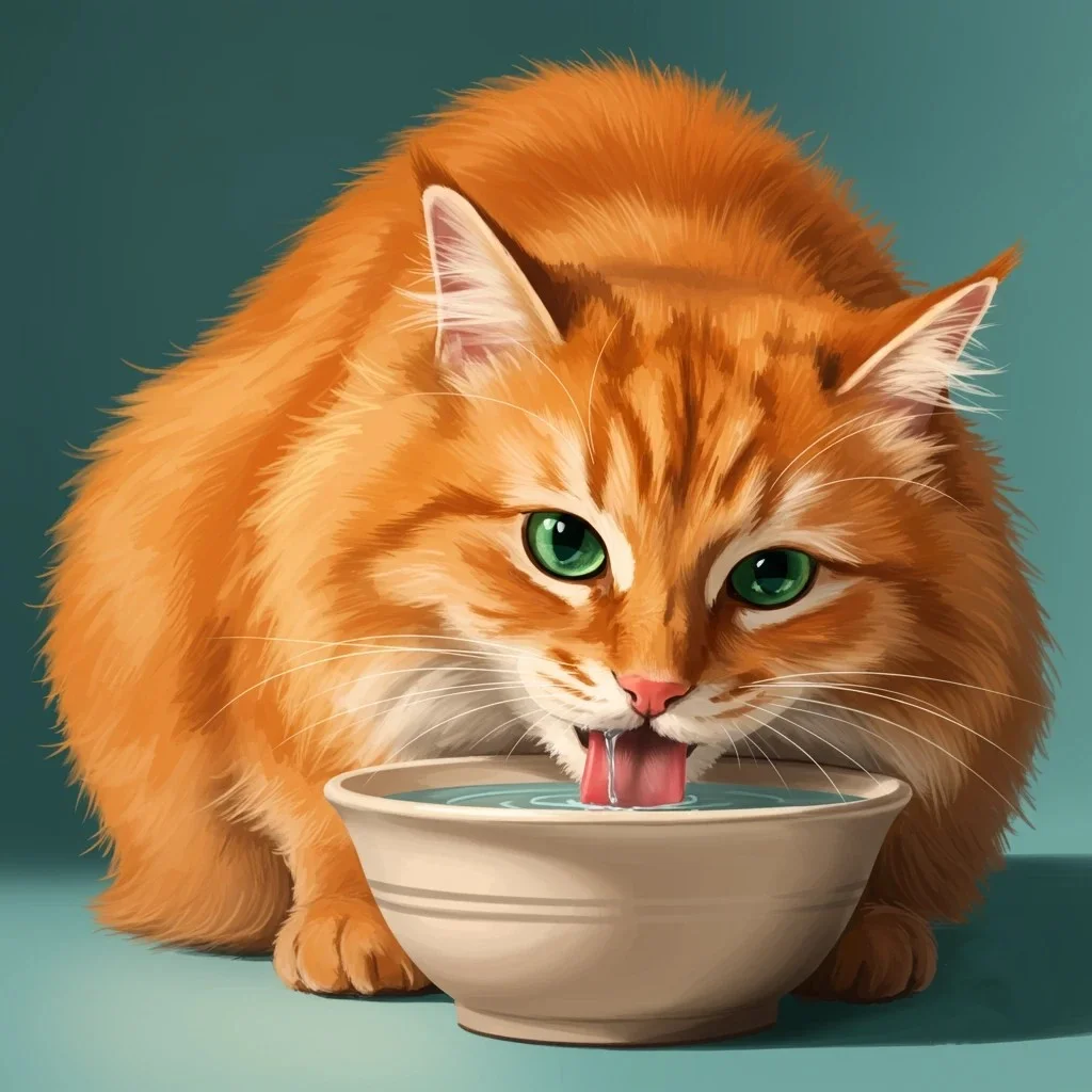 Chat qui s'hydrate