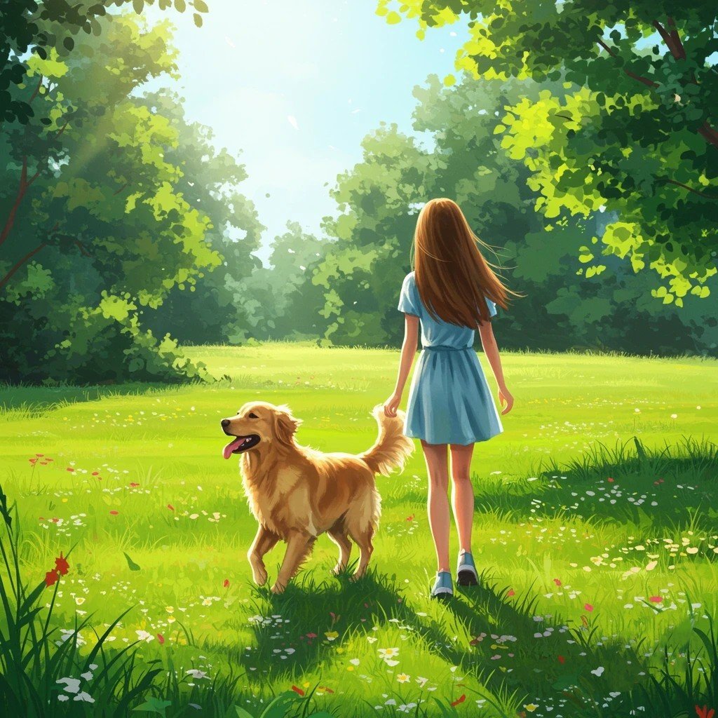 Promenade avec son chien dans un parc à Lyon